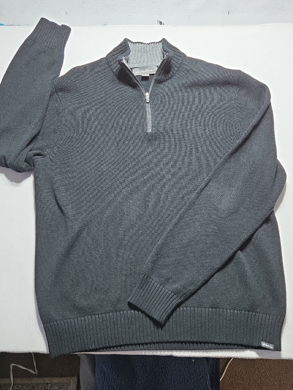 Eddie Bauer Men’s Zip-Neck Sweater in Charcoal